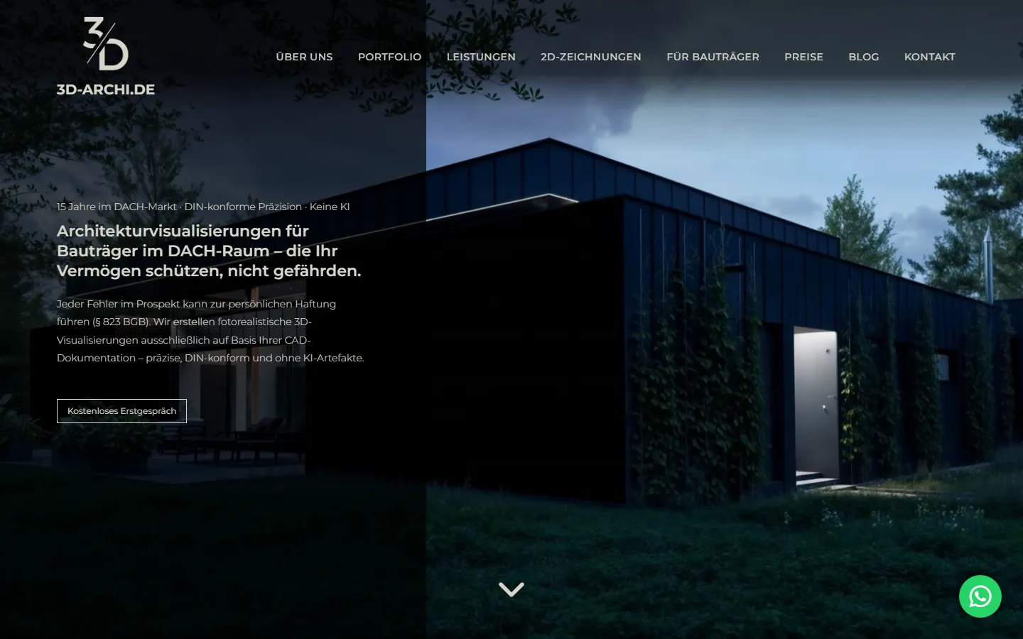 Strona 3D-Archi po niemiecku, pierwszy ekran