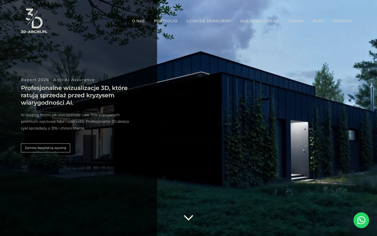 Strona 3d-archi.pl - profesjonalne wizualizacje 3D dla deweloperów