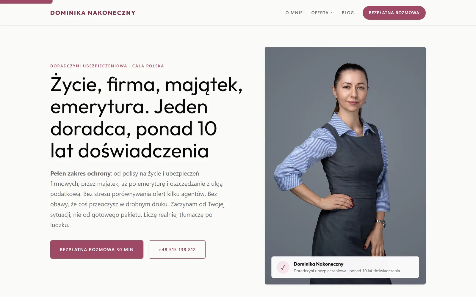 Strona dominikanakoneczny.pl - doradczyni ubezpieczeniowa z Leszna