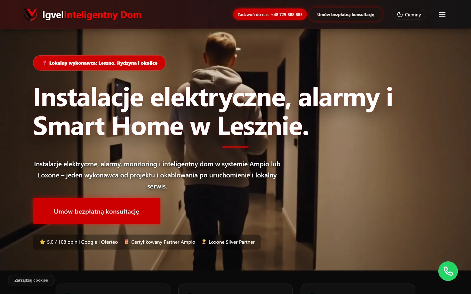 Strona igvel.pl - instalacje elektryczne, alarmy i smart home w Lesznie