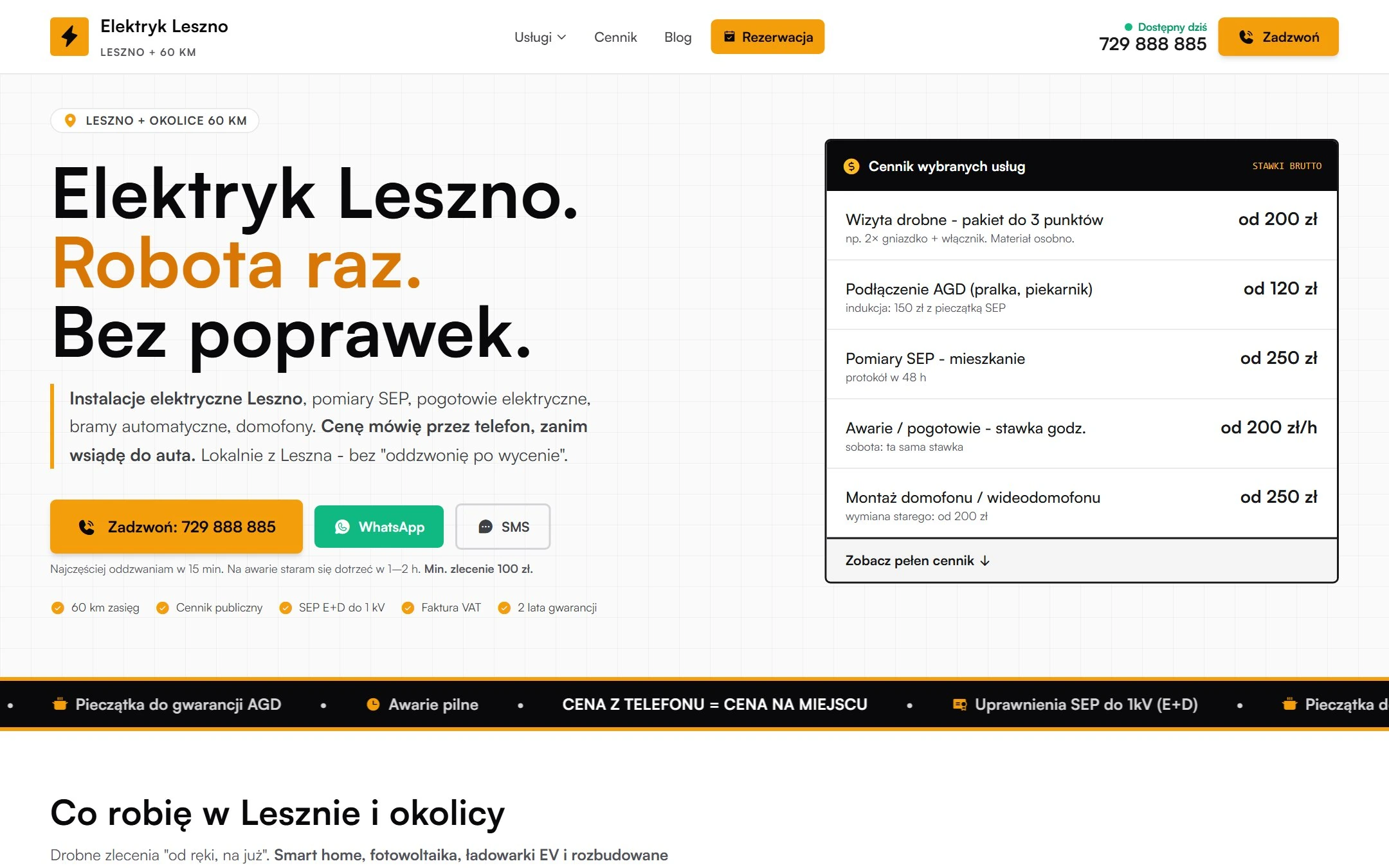 Strona Elektryk Leszno - instalacje, pomiary SEP i pogotowie elektryczne