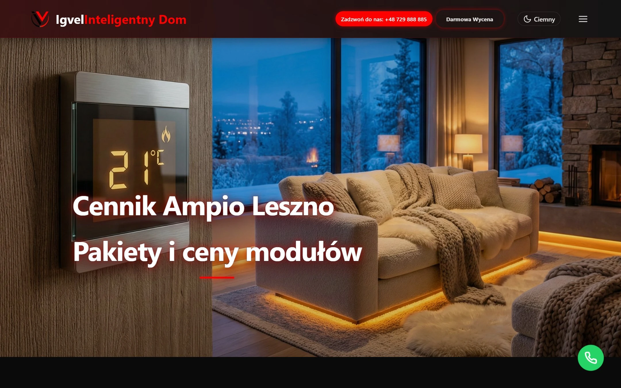Strona z cennikiem systemu Ampio u klienta IGVEL